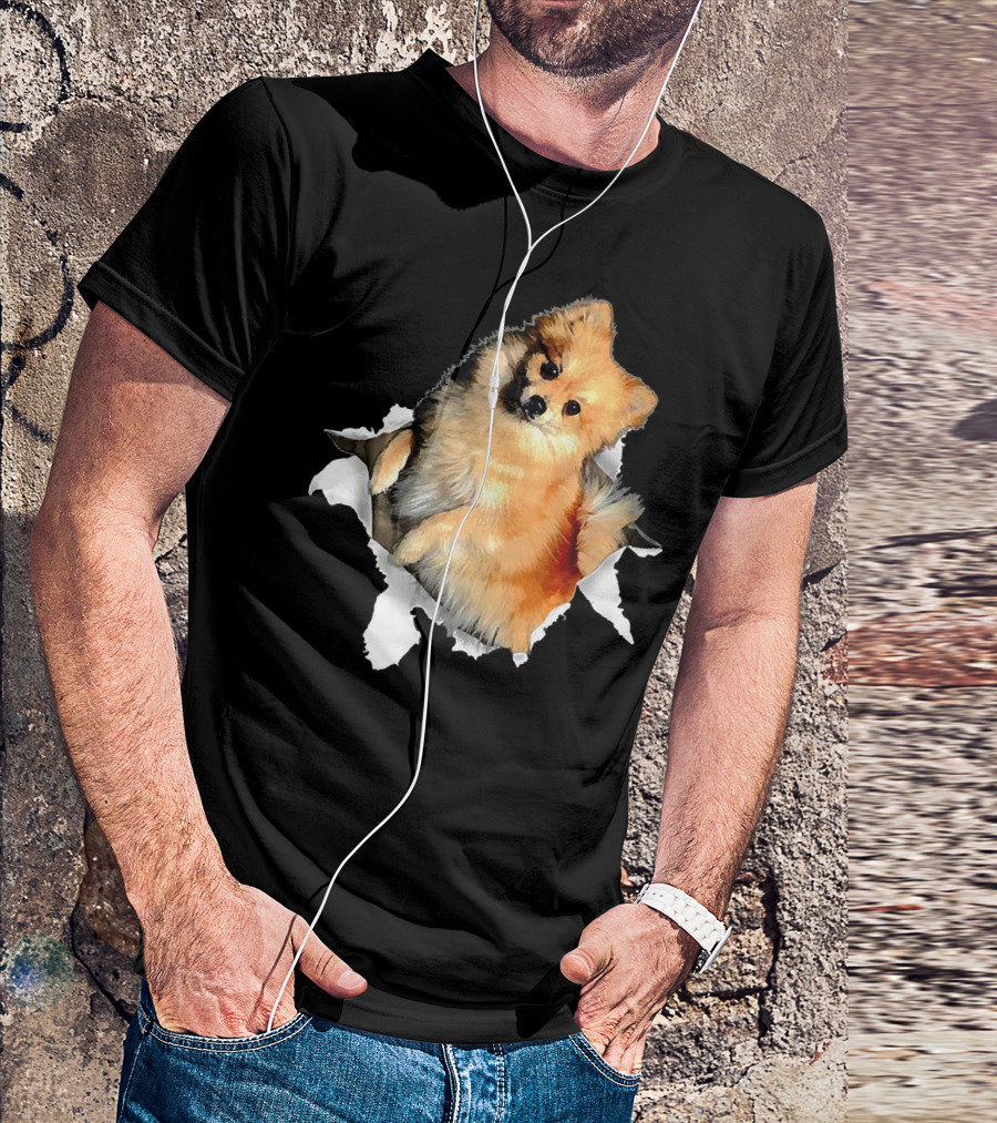 Pomeranian Torn Dog T-Shirt