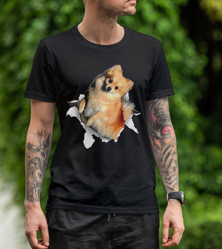 Pomeranian Torn Dog T-Shirt