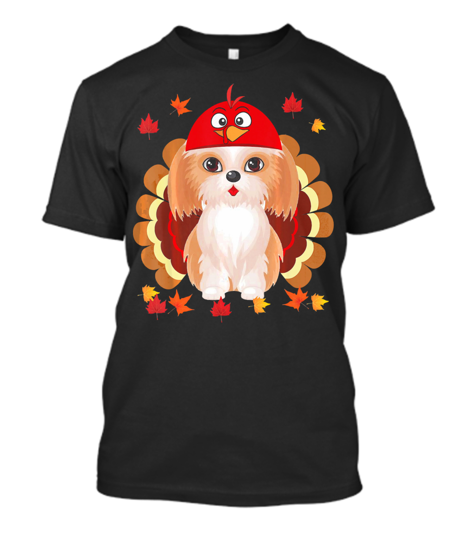 Turkey Shih Tzu Funny Lover Thanksgiving Leaves T-Shirt