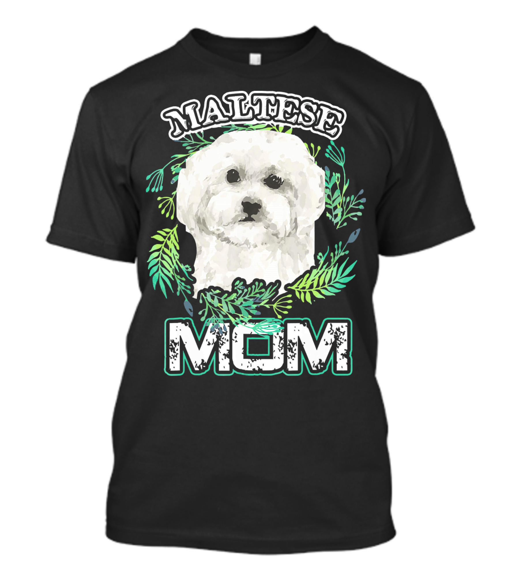 Maltese Mom Maltese Dog With Leaf Accents T-Shirt