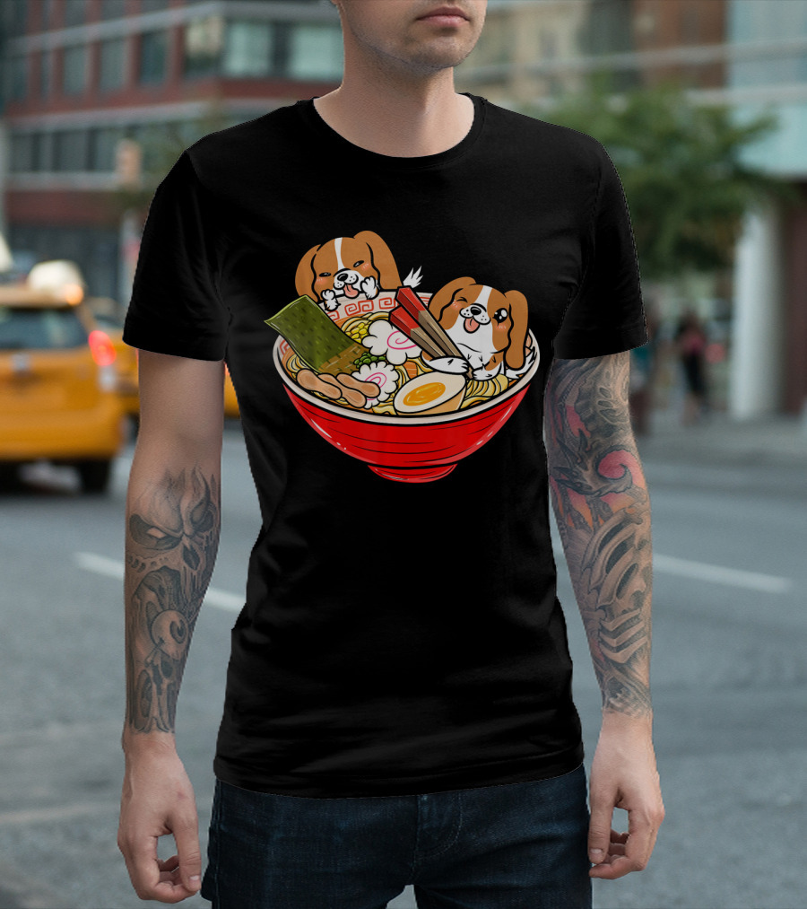 Cavalier King Charles Spaniel Ramen Bowl Japan T-Shirt