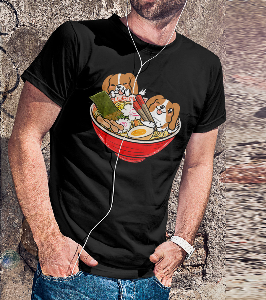 Cavalier King Charles Spaniel Ramen Bowl Japan T-Shirt
