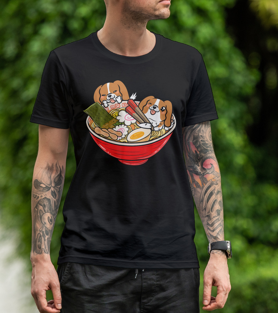 Cavalier King Charles Spaniel Ramen Bowl Japan T-Shirt