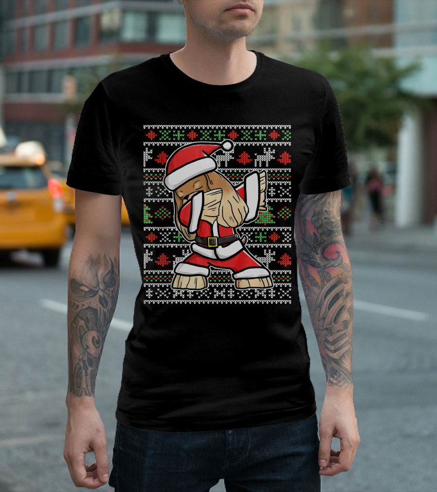 Cocker Spaniel Dog Santa Hat Dabbing Ugly Christmas T-Shirt
