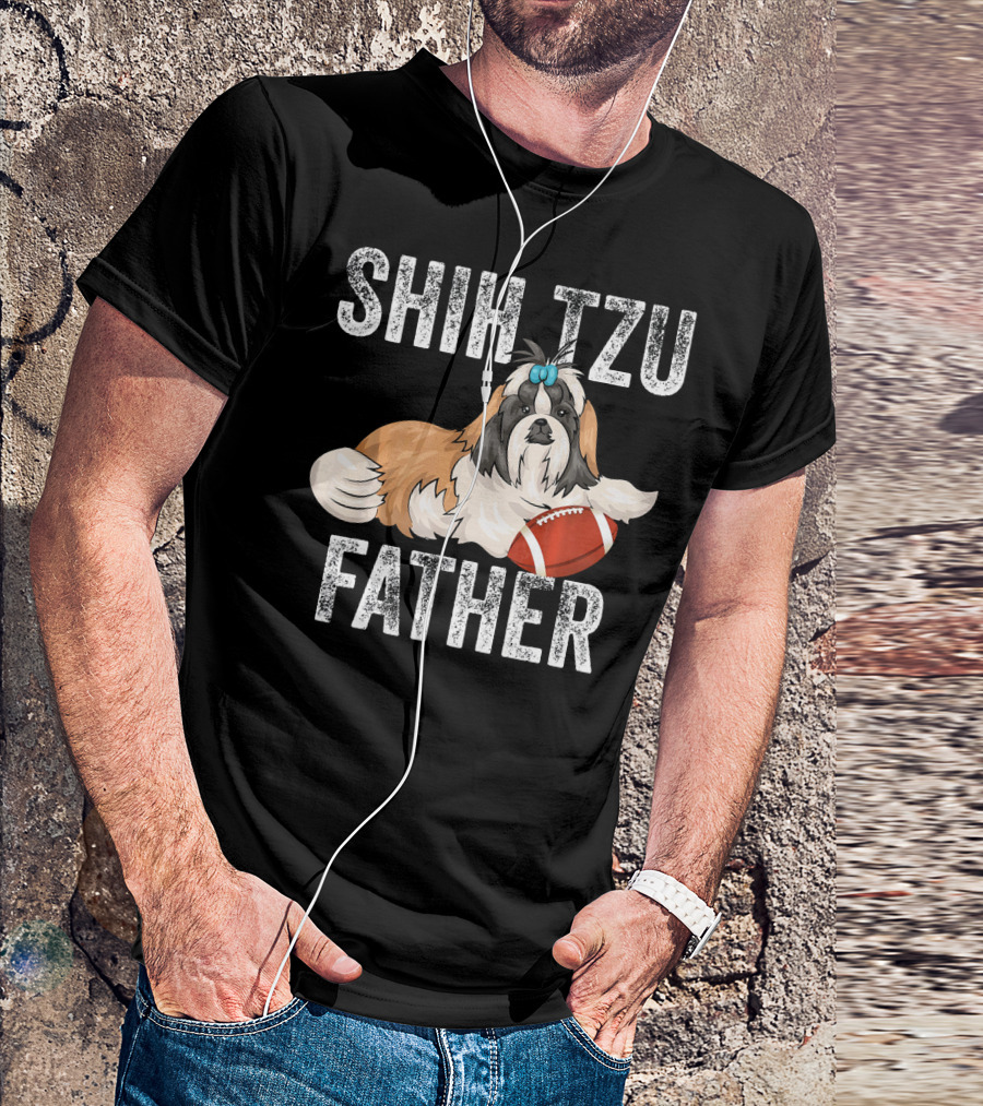 SHIH TZU FATHER Football Dog T-Shirt