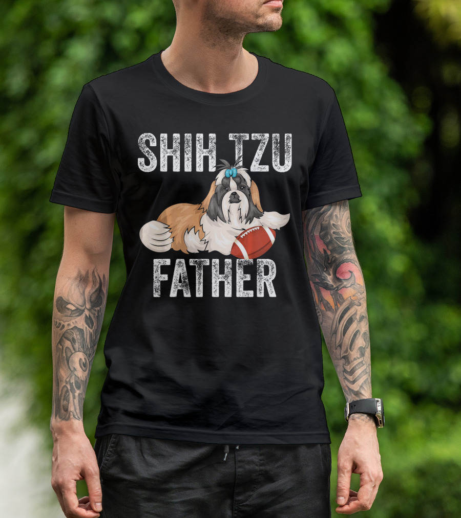 SHIH TZU FATHER Football Dog T-Shirt