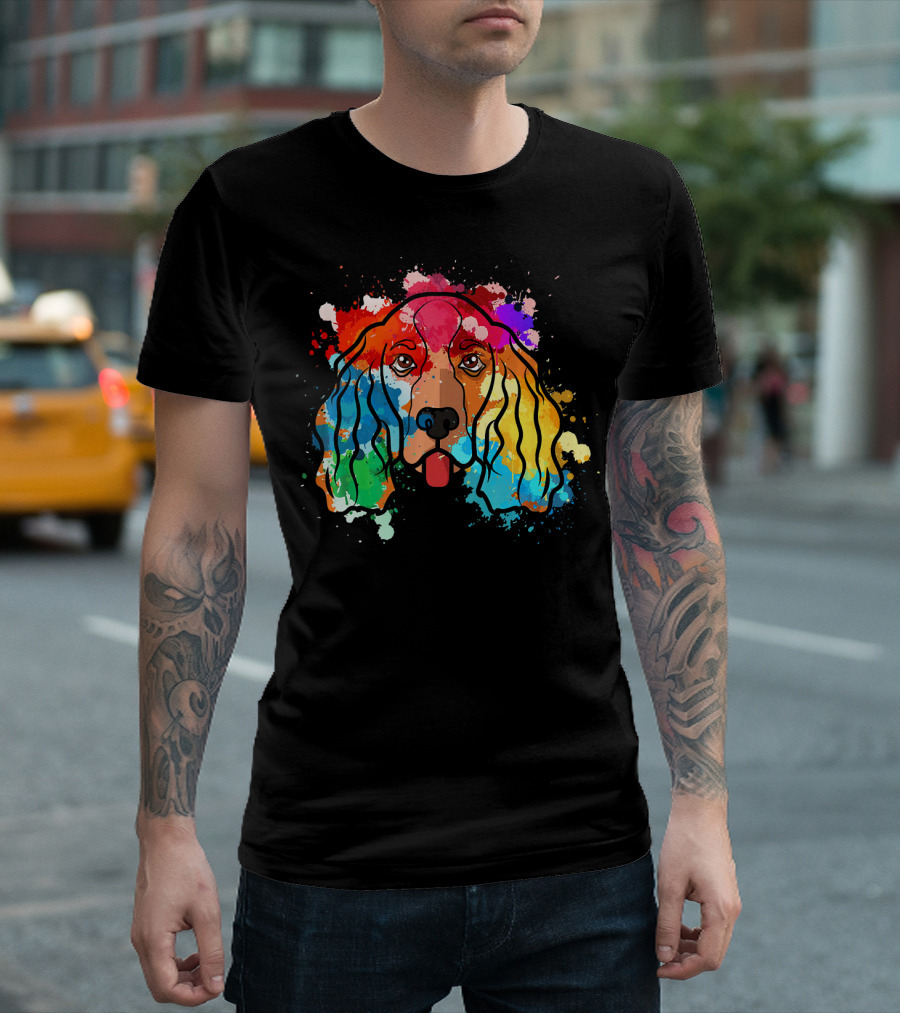 Cocker Spaniel Vibrant Watercolor Splash Love T-Shirt