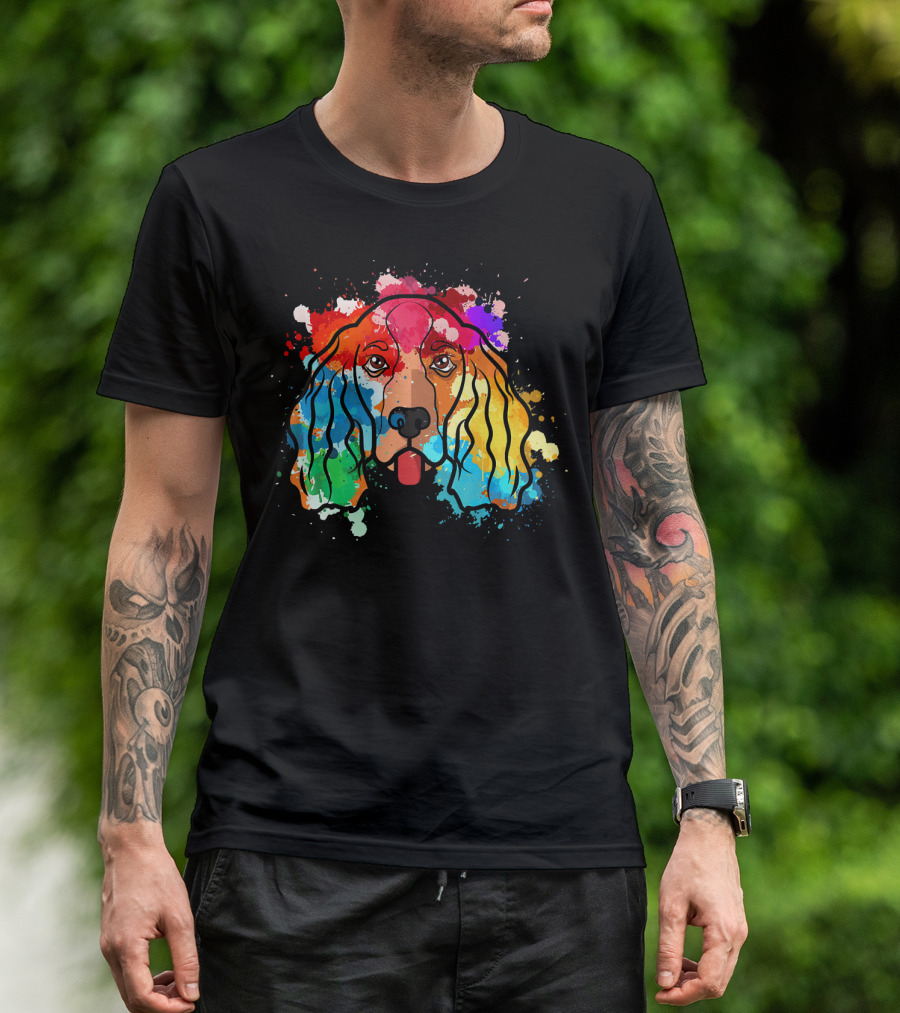 Cocker Spaniel Vibrant Watercolor Splash Love T-Shirt