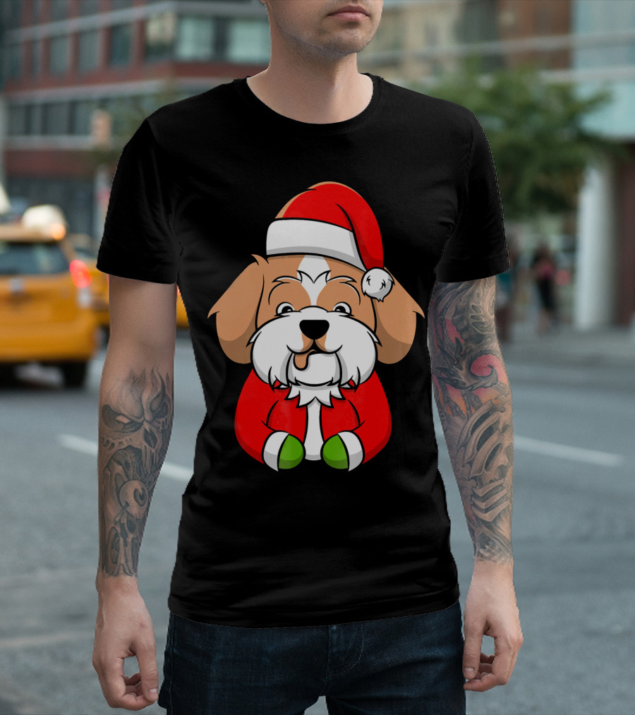 Merry Christmas Shih Tzu in Santa Costume T-Shirt