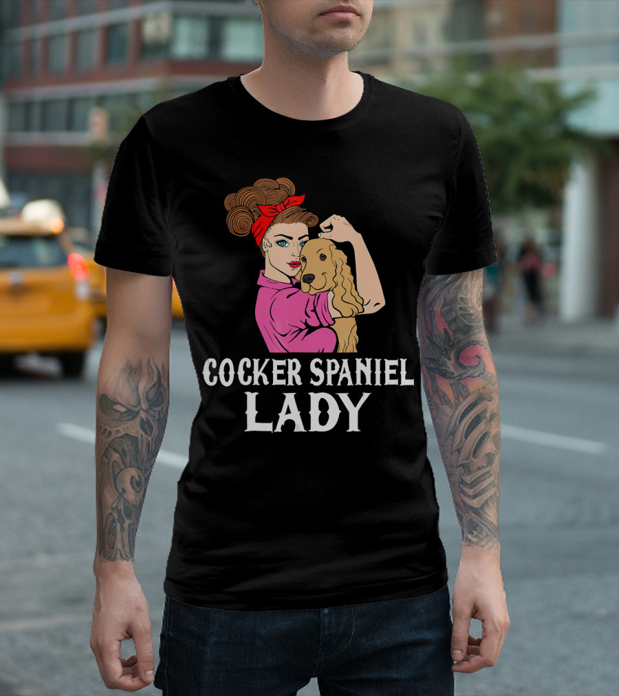 Cocker Spaniel Lady I Love Cocker Span Rosie the Riveter T-Shirt