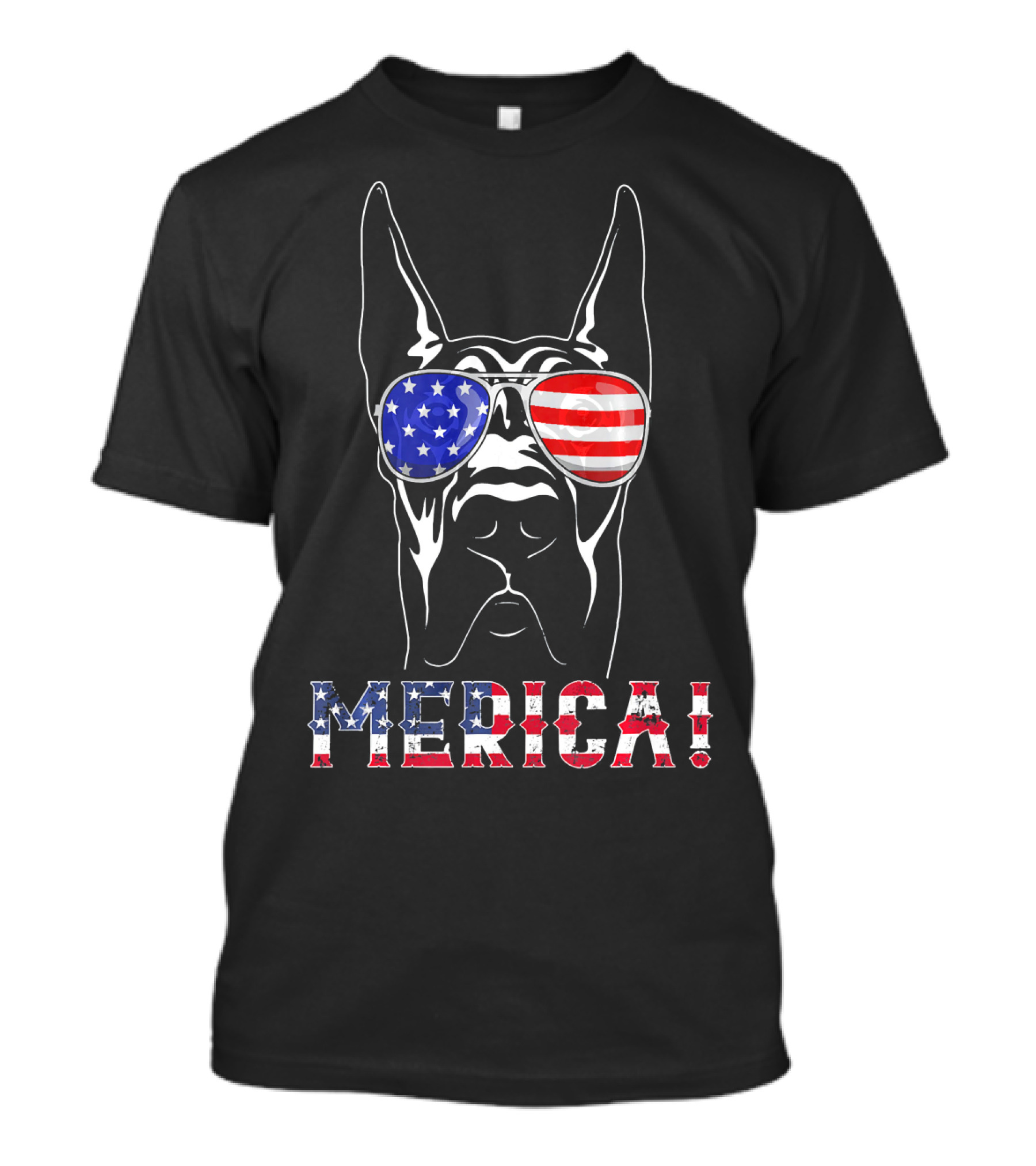 Merica Great Dane American Flag Sunglasses T-Shirt