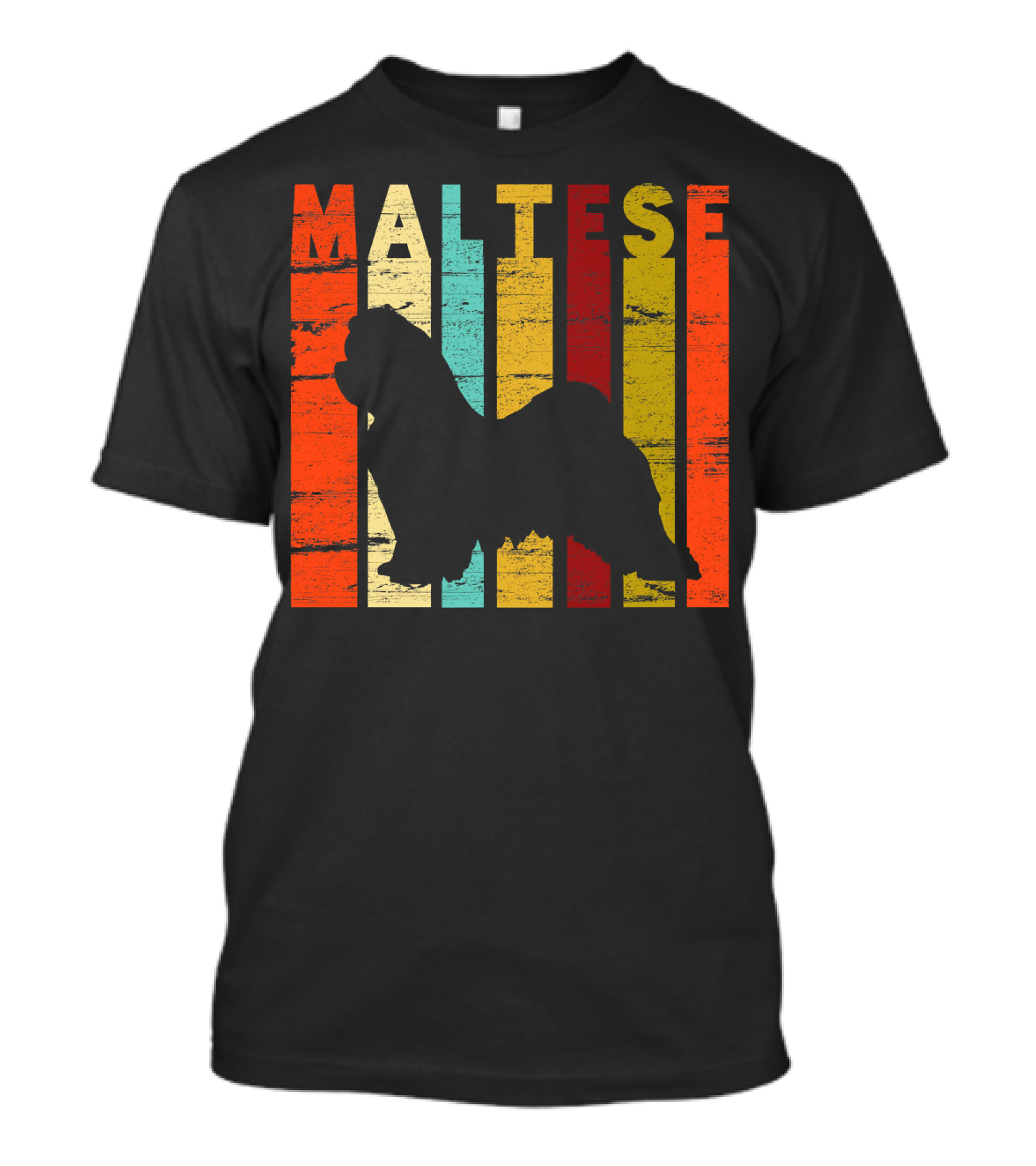Maltese Vintage Retro Silhouette Stripes T-Shirt