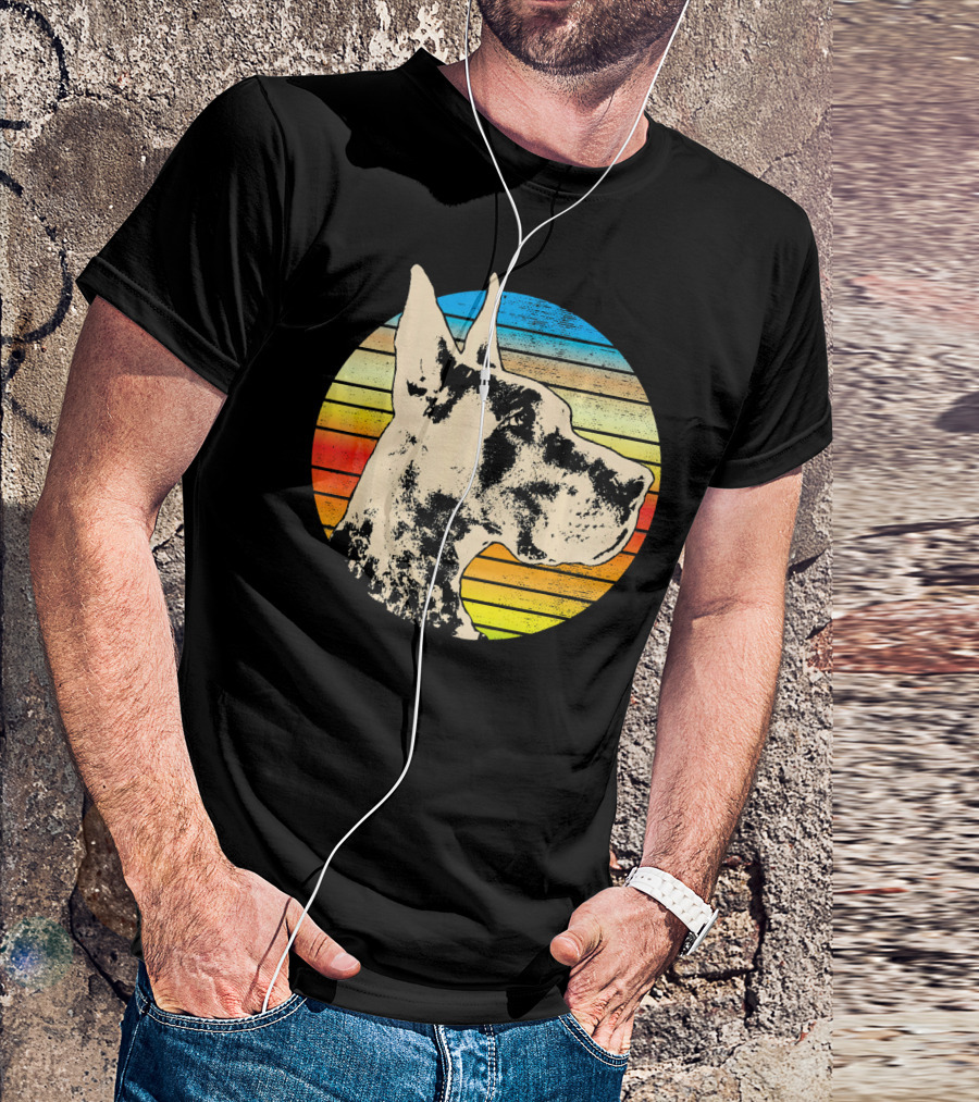 Retro Sunset Stripes Great Dane T-Shirt