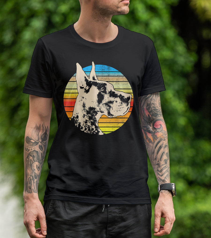 Retro Sunset Stripes Great Dane T-Shirt