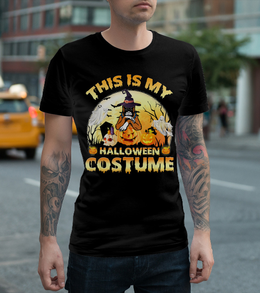 This Is My Halloween Costume Boxer Dog Witch Pumpkin Ghosts T-Shirt