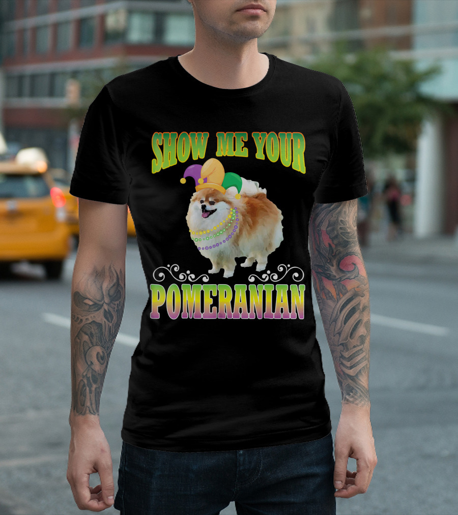 Show Me Your Pomeranian Beads Flowers T-Shirt