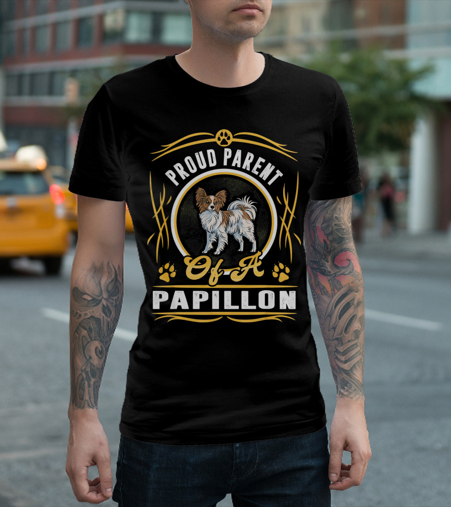 Proud Parent Of A Papillon Paw Print Accents T-Shirt