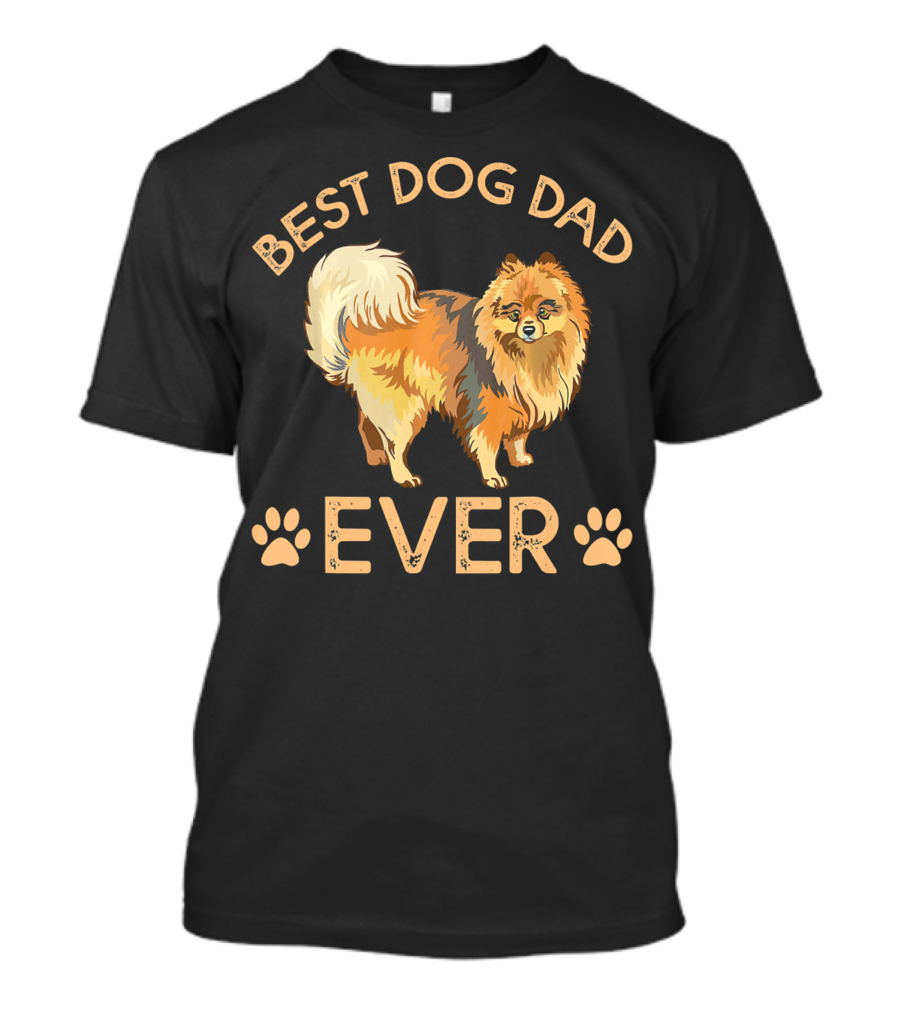 Best Dog Dad Ever Pomeranian Paw Prints T-Shirt