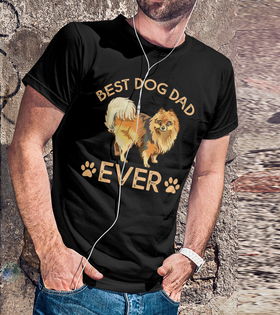 Best Dog Dad Ever Pomeranian Paw Prints T-Shirt