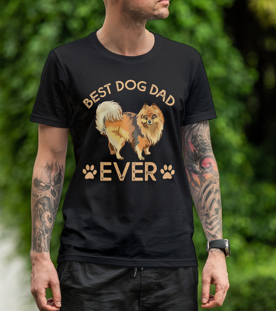 Best Dog Dad Ever Pomeranian Paw Prints T-Shirt
