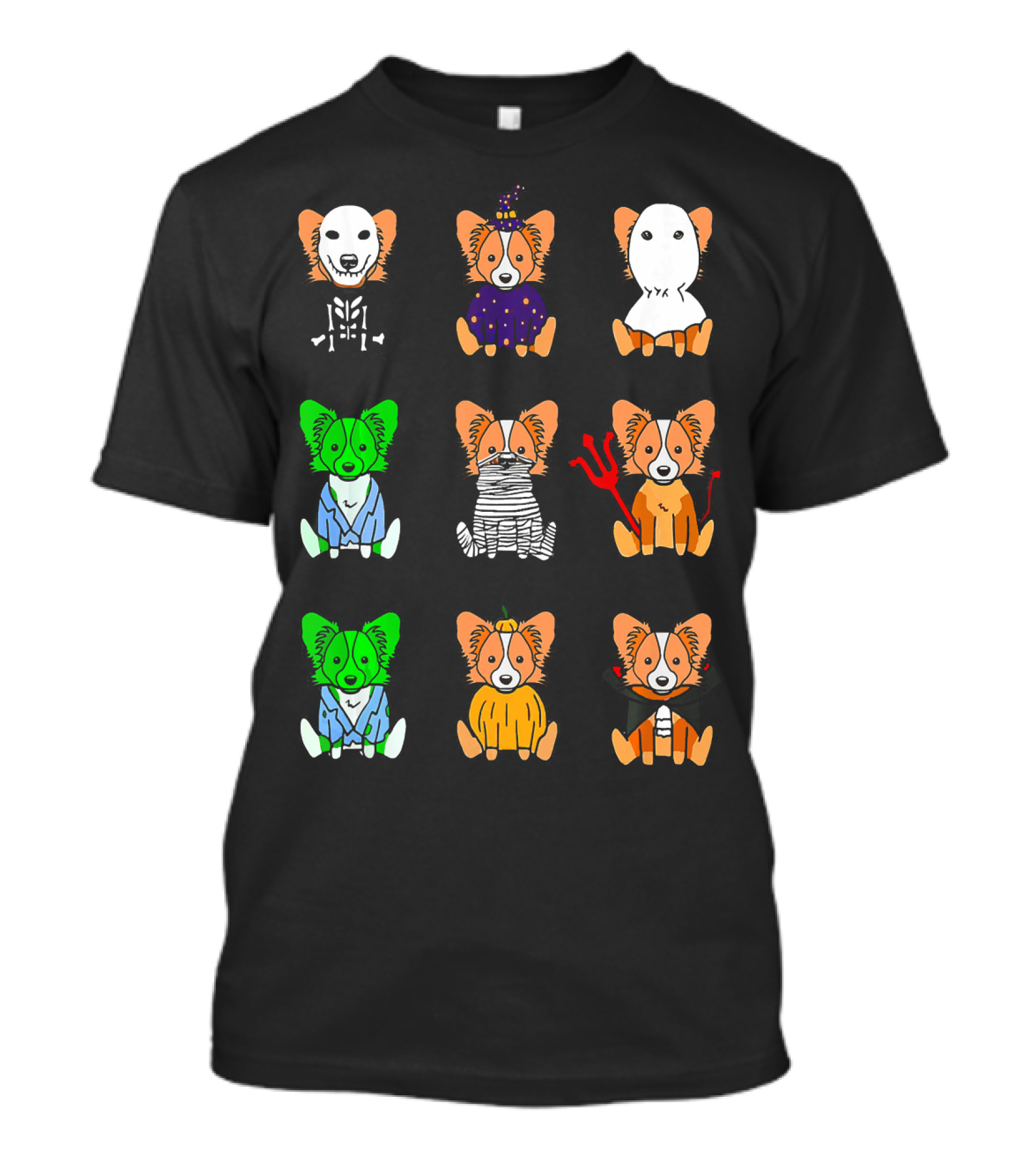 Papillon Dog Lover Halloween Witch Ghost Mummy Devil Pumpkin Vampire Skeleton Styles T-Shirt