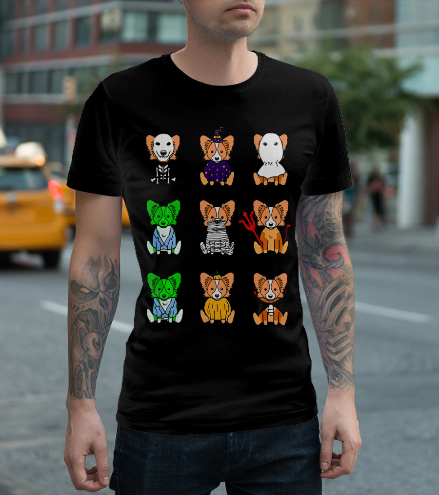 Papillon Dog Lover Halloween Witch Ghost Mummy Devil Pumpkin Vampire Skeleton Styles T-Shirt