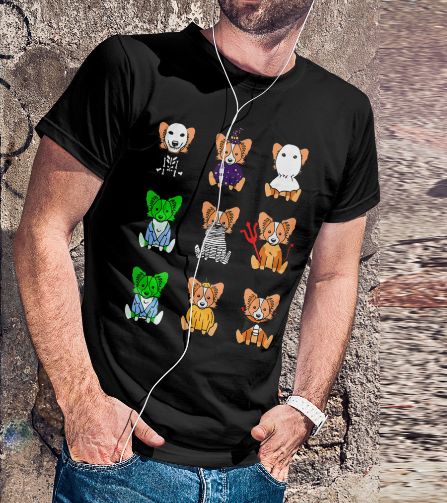 Papillon Dog Lover Halloween Witch Ghost Mummy Devil Pumpkin Vampire Skeleton Styles T-Shirt