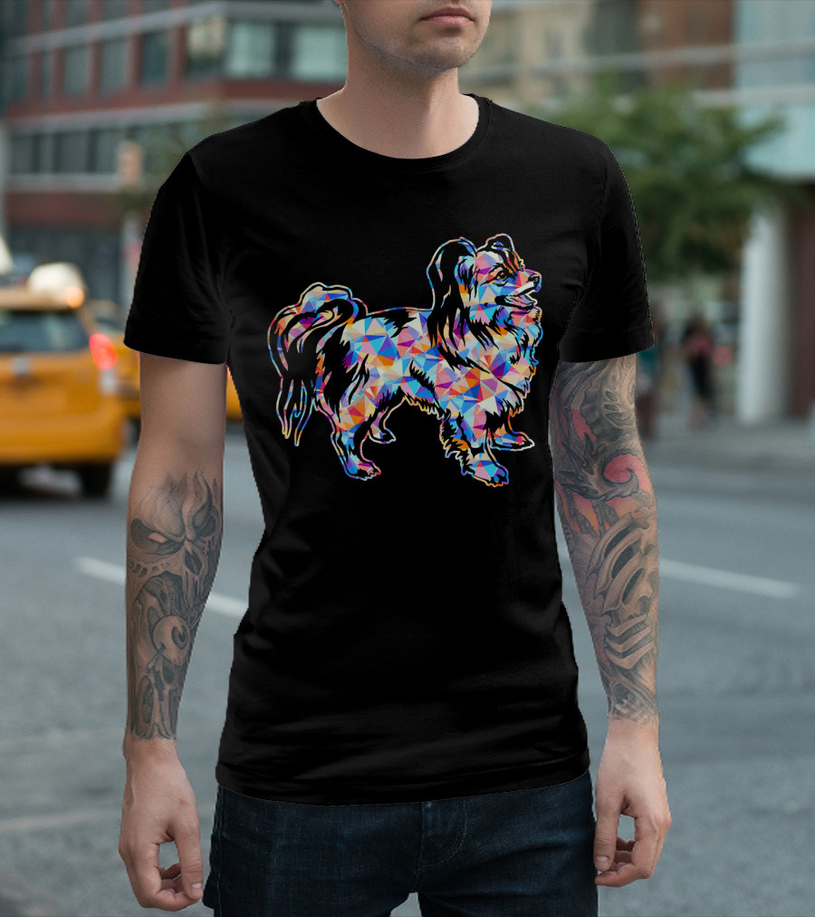 Papillon Papillon Geometric Dog Multicolor T-Shirt