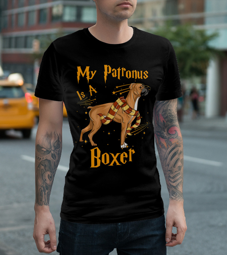 My Patronus Is A Boxer Dog with Scarf and Stars T-Shirt