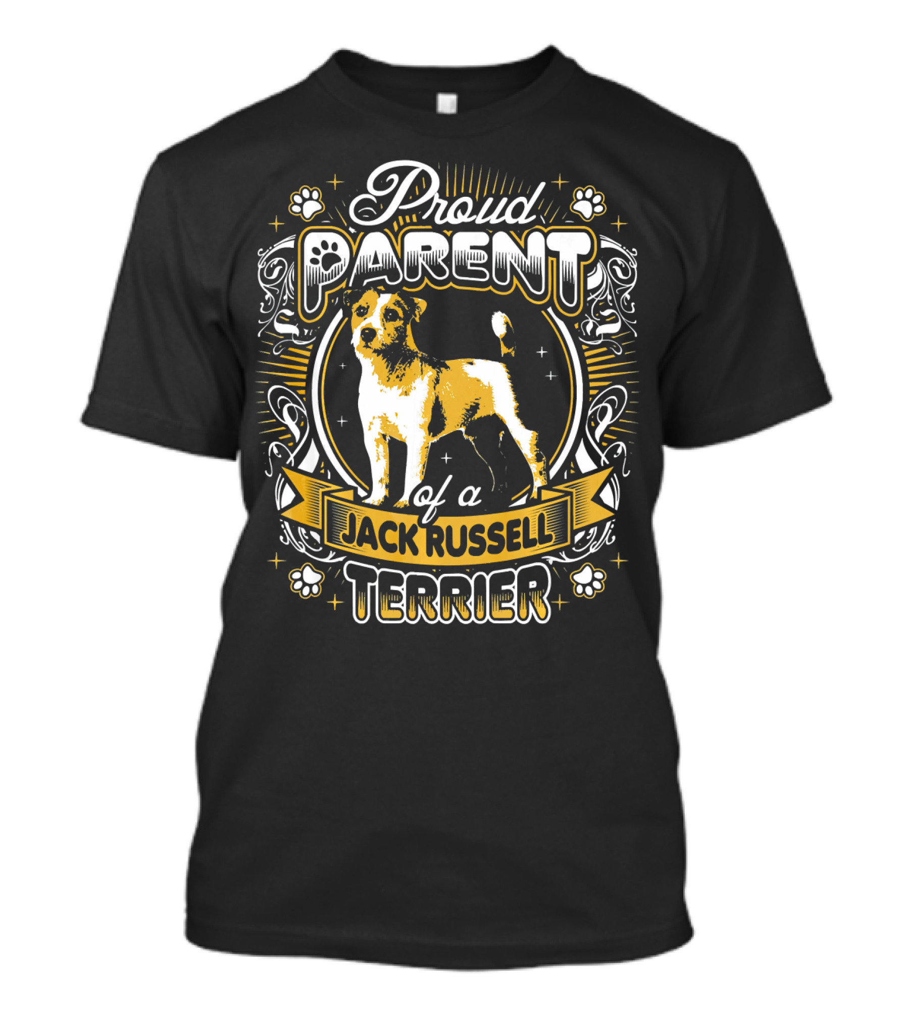 Proud Parent Of A Jack Russell Terrier With Decorative Dog Illustration And Paw Prints T-Shirt
