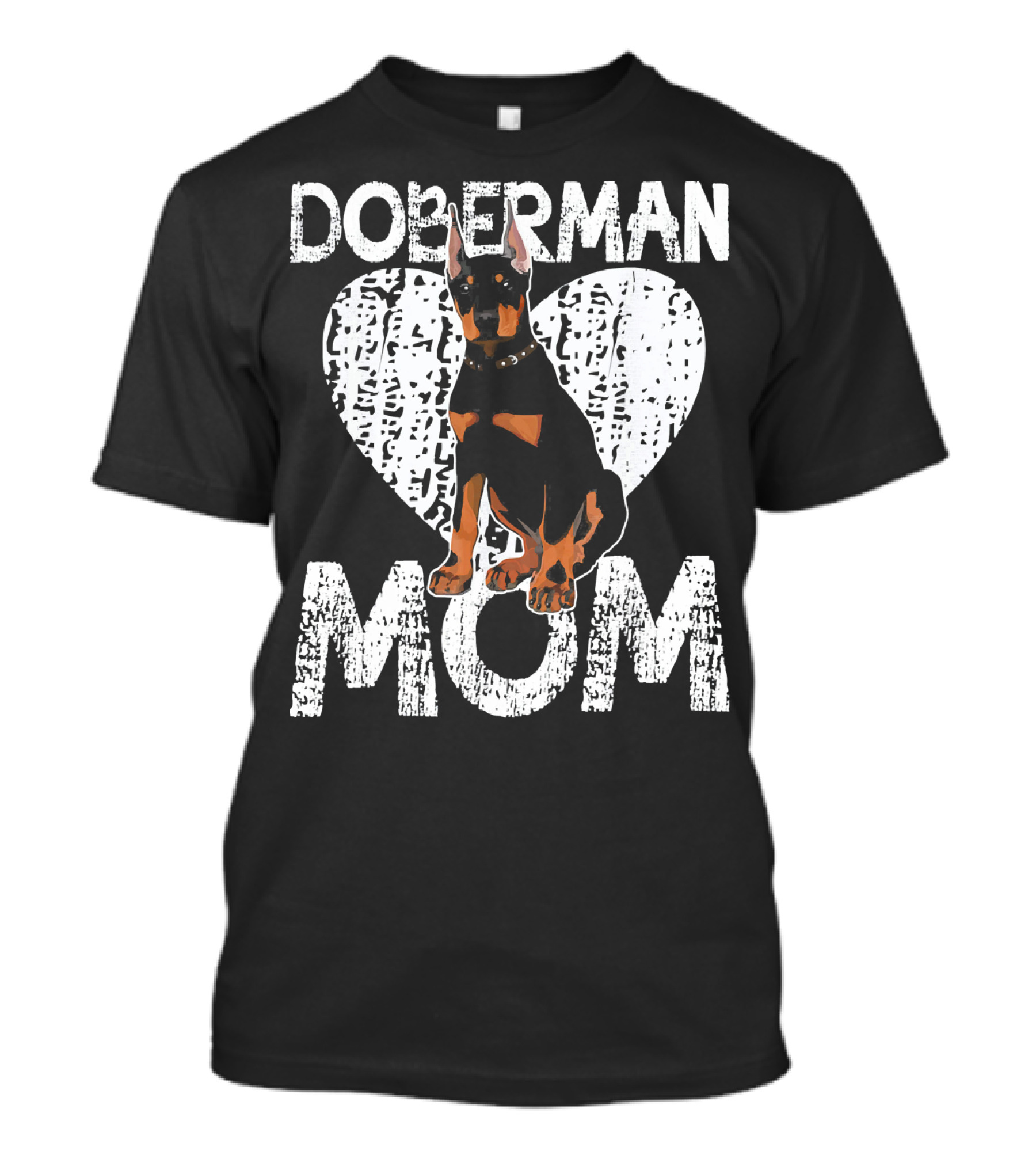 Doberman Pinscher Mom Heart With Dog T-Shirt