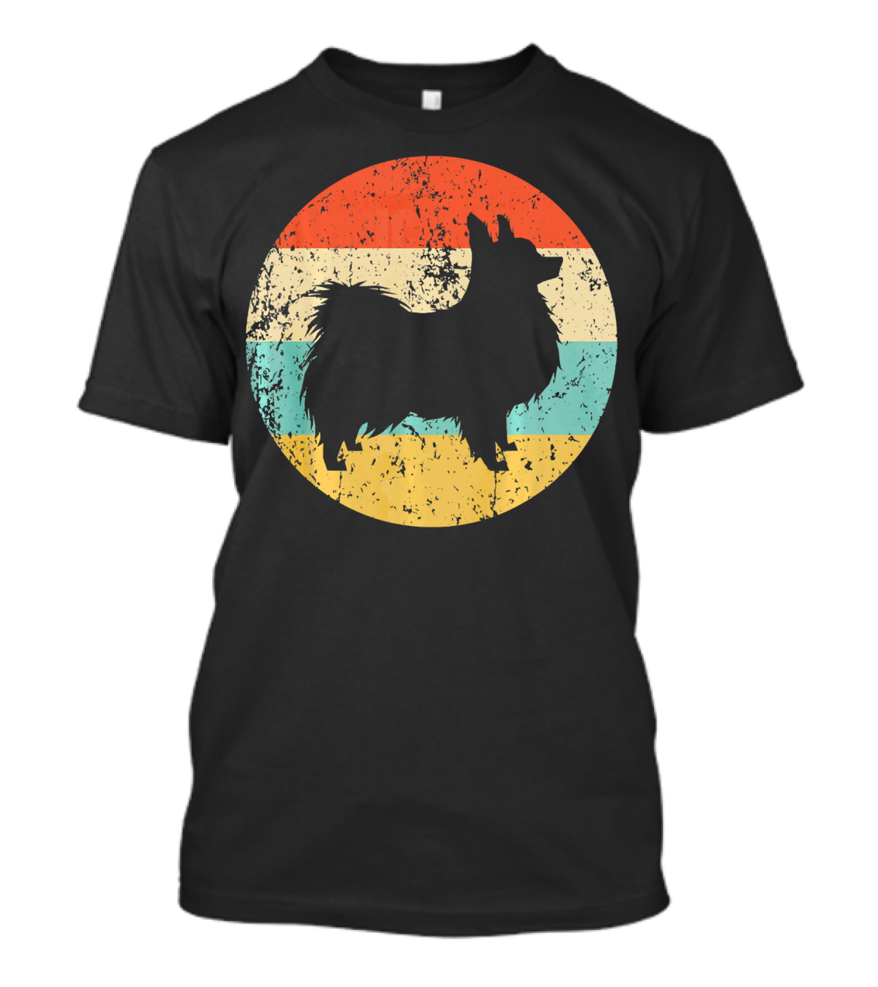 Papillon Vintage Retro Style With Striped Circle Background T-Shirt
