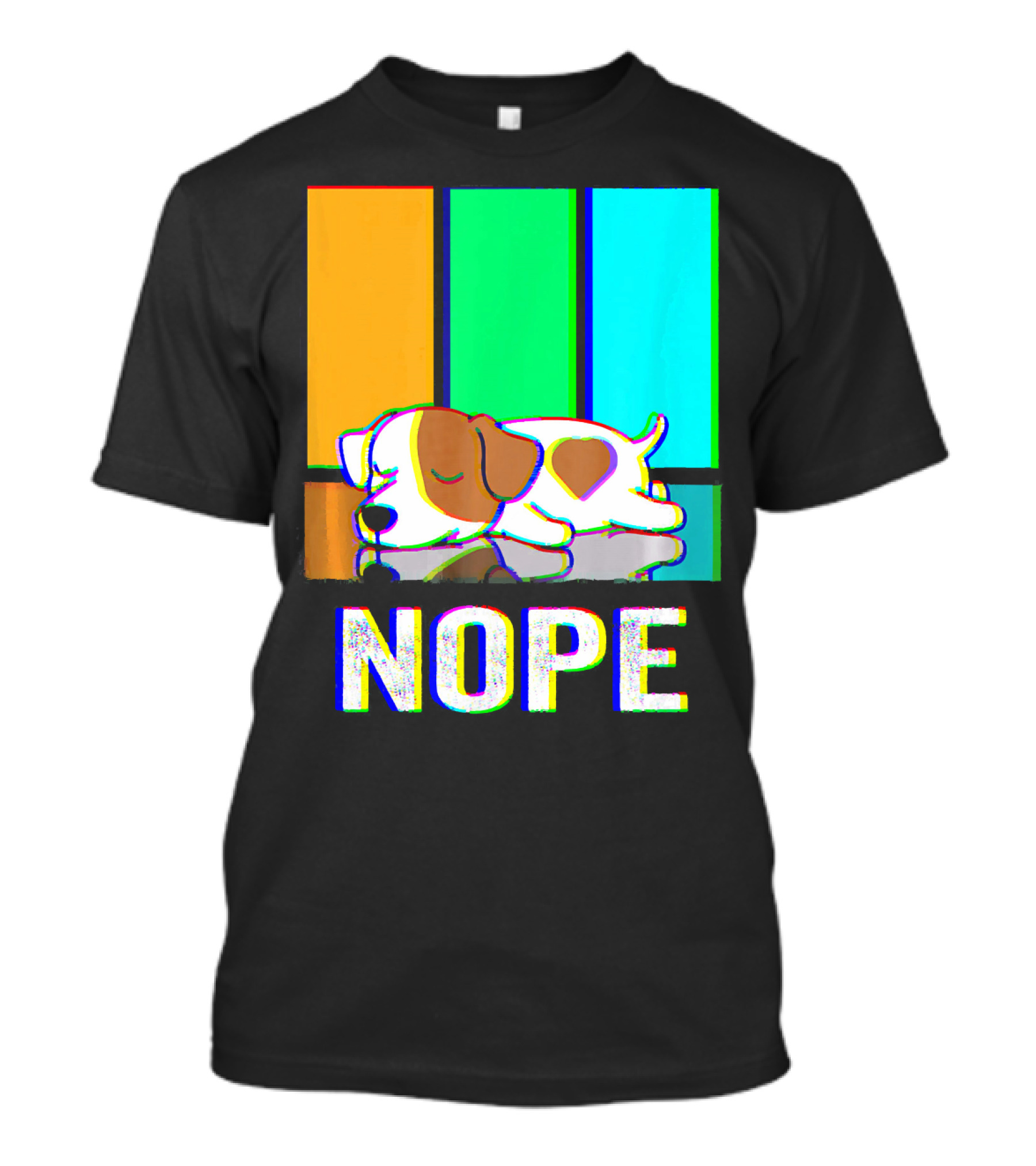 NOPE Jack Russell Terrier Sleeping With Colorful Stripes T-Shirt