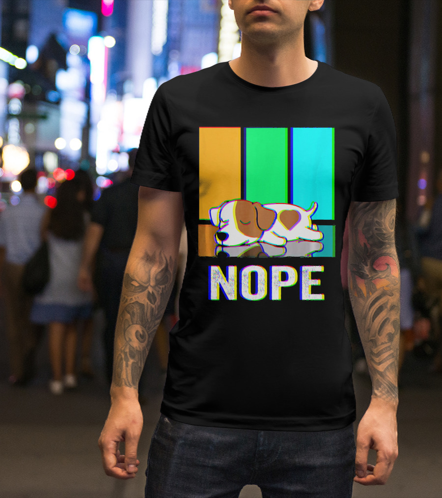 NOPE Jack Russell Terrier Sleeping With Colorful Stripes T-Shirt
