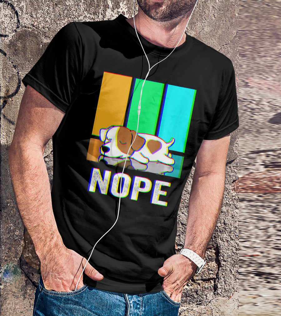 NOPE Jack Russell Terrier Sleeping With Colorful Stripes T-Shirt