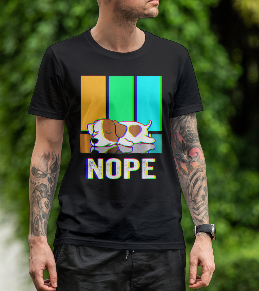 NOPE Jack Russell Terrier Sleeping With Colorful Stripes T-Shirt