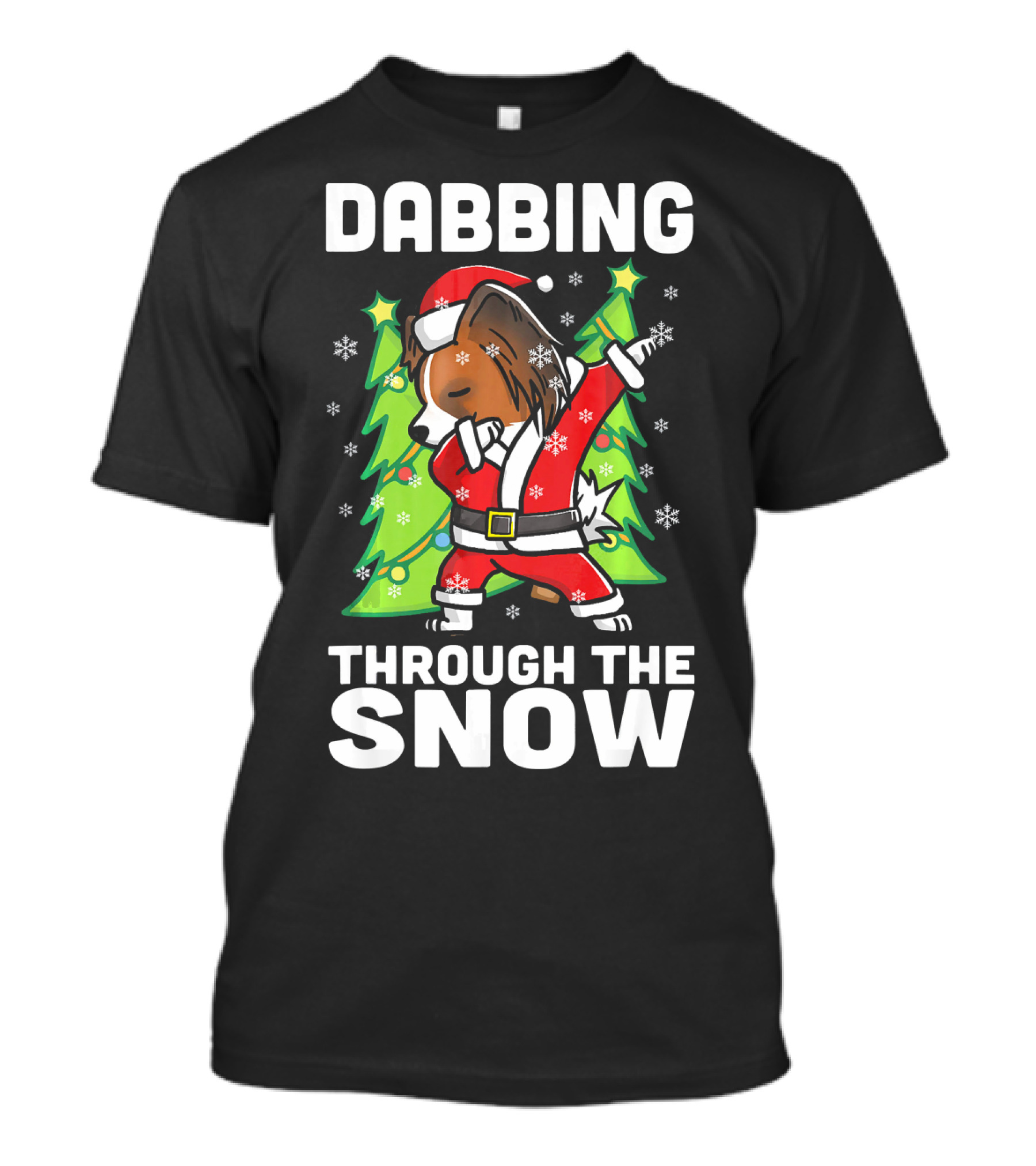 Dabbing Through The Snow Santa Papillon Christmas T-Shirt