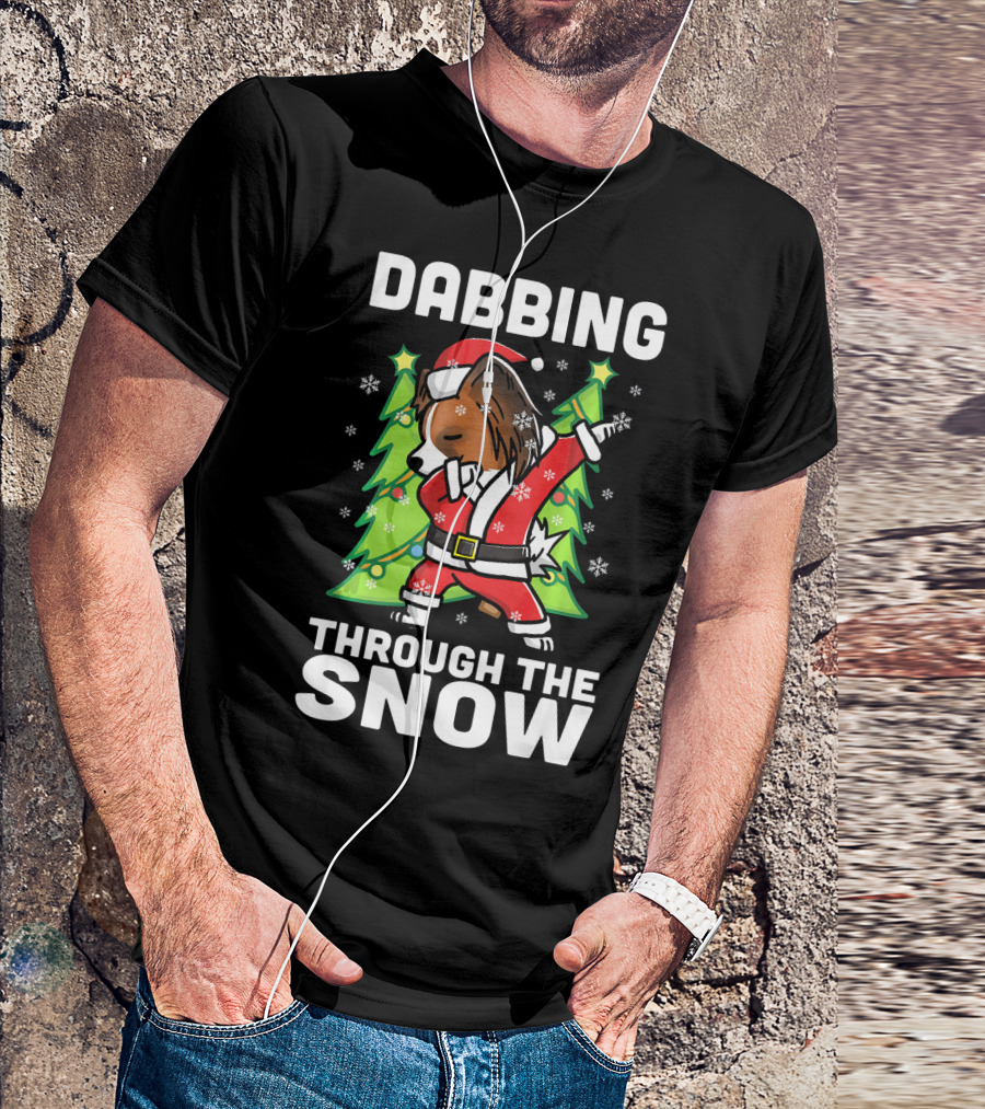 Dabbing Through The Snow Santa Papillon Christmas T-Shirt