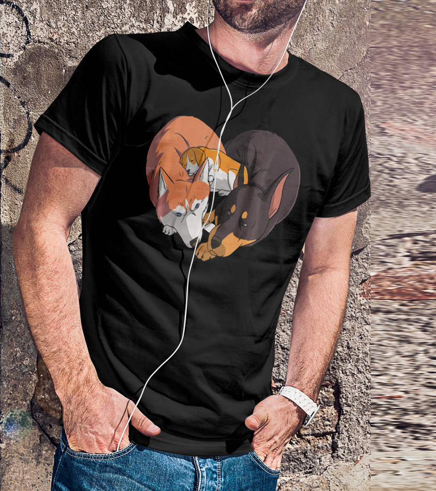 Doberman Siberian Husky Beagle Heart Trio T-Shirt