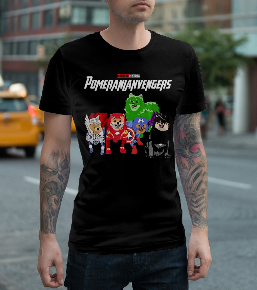 Pomeranianvengers Pomeranian Dog Superhero T-Shirt