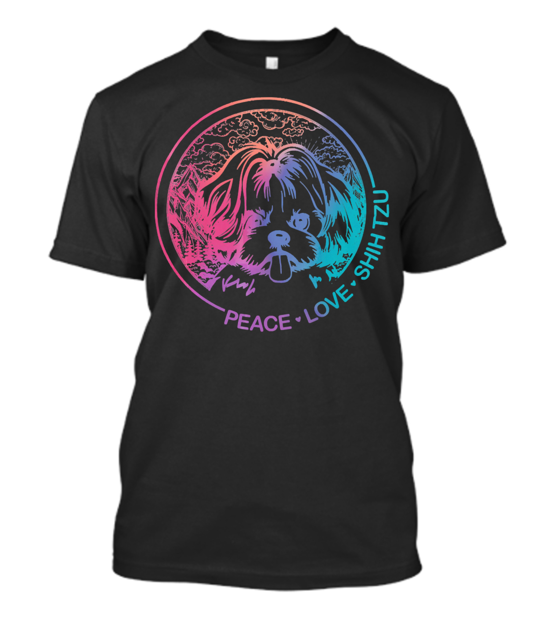 Peace Love Shih Tzu Retro Dog T-Shirt