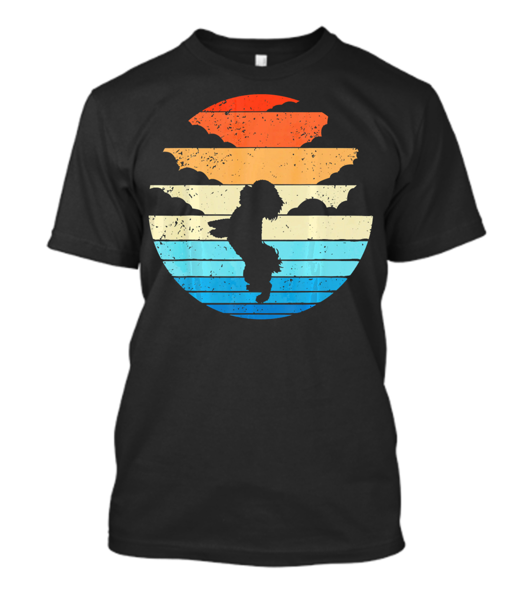 Retro Shih Tzu Silhouette Vintage Sunset Dog T-Shirt