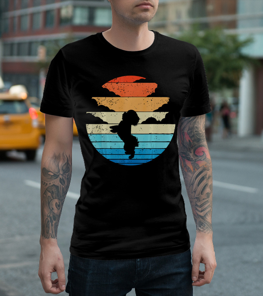 Retro Shih Tzu Silhouette Vintage Sunset Dog T-Shirt