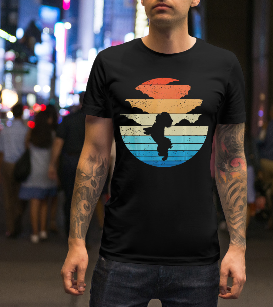 Retro Shih Tzu Silhouette Vintage Sunset Dog T-Shirt