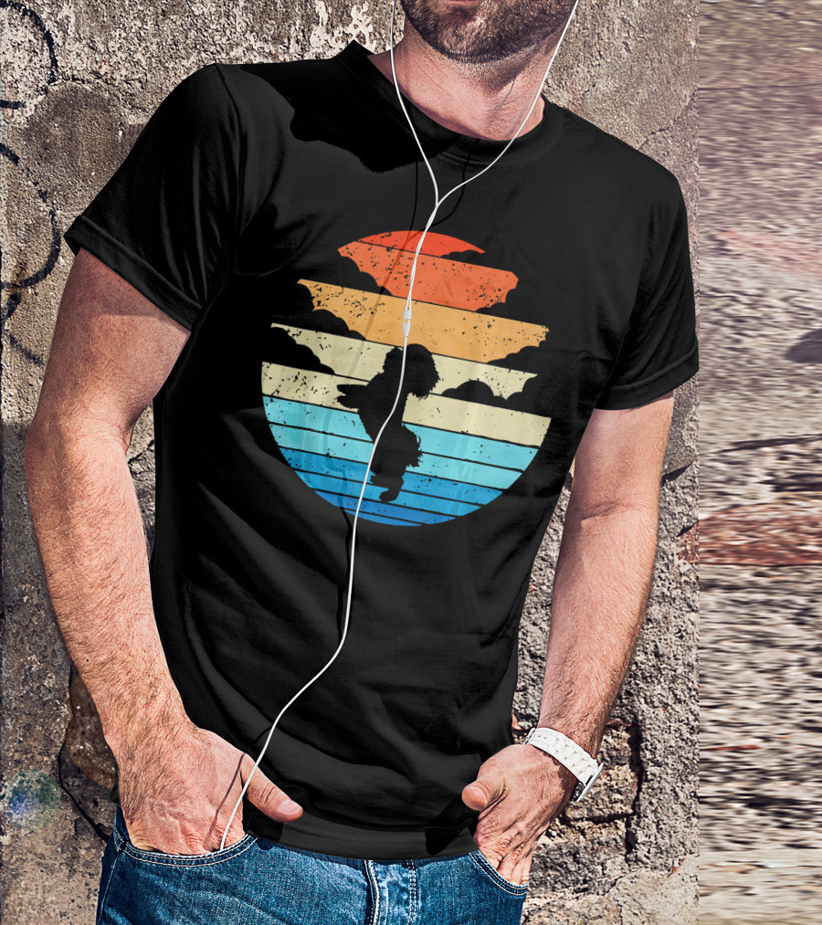 Retro Shih Tzu Silhouette Vintage Sunset Dog T-Shirt