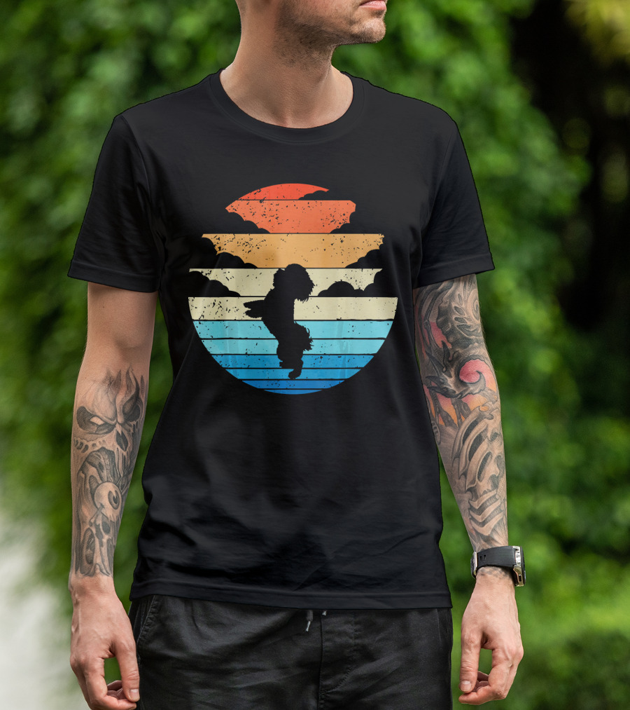 Retro Shih Tzu Silhouette Vintage Sunset Dog T-Shirt