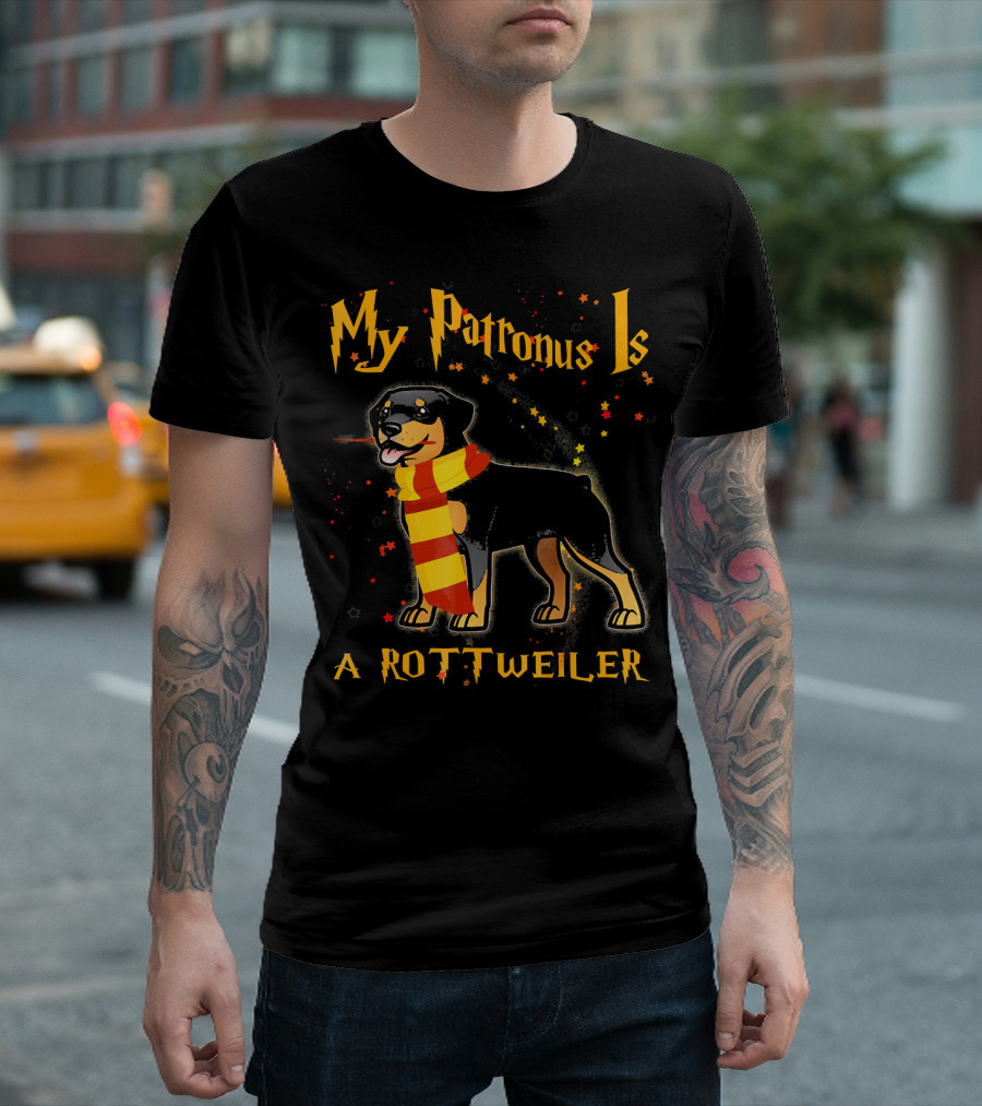 My Patronus Is A Rottweiler With Magic Scarf And Stars T-Shirt