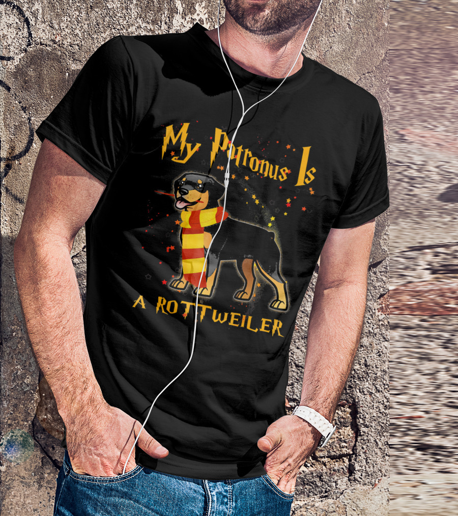 My Patronus Is A Rottweiler With Magic Scarf And Stars T-Shirt