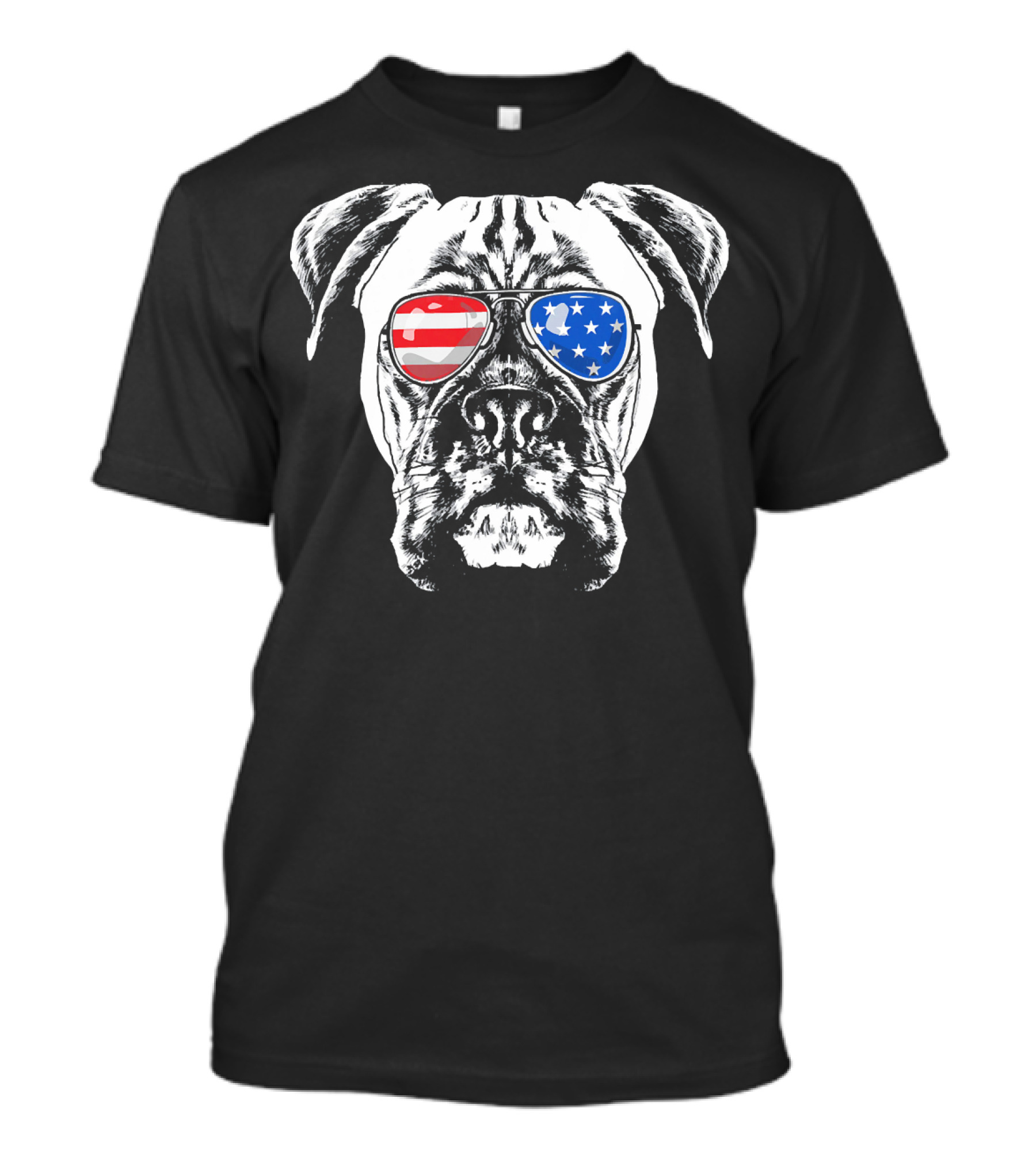 Boxer Dog With American Flag Sunglasses T-Shirt