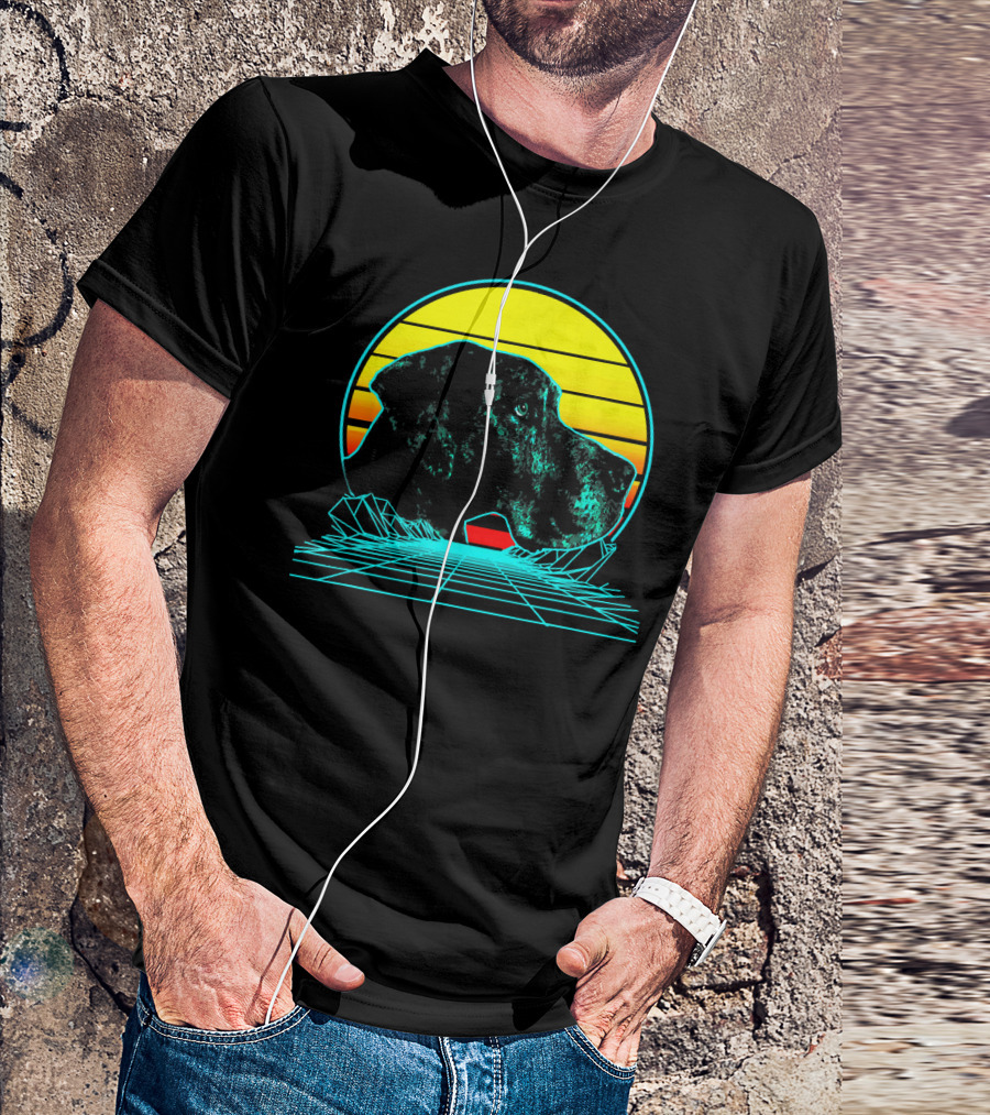 Retro Vaporwave Great Dane Neon Sunset Aesthetic T-Shirt